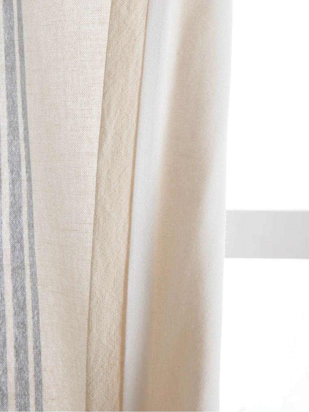 NWT QUINCE Set Of 2 48x96 Coastal Stripe Linen Cotton Curtains Blue/Ivory 8656 - Picture 4 of 12